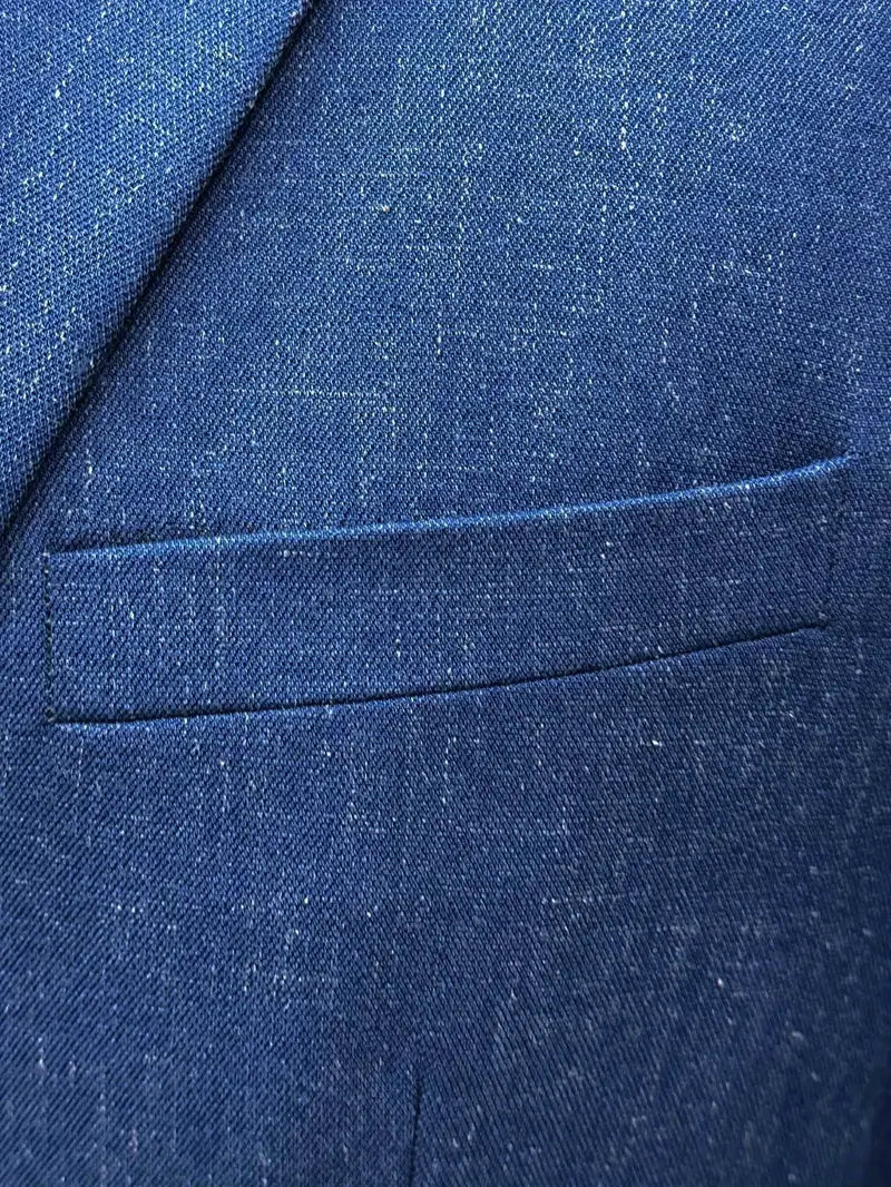 To-delt Linnedblanding Herresæt – Slim Blazer & Bukser til Forretning & Bryllupper