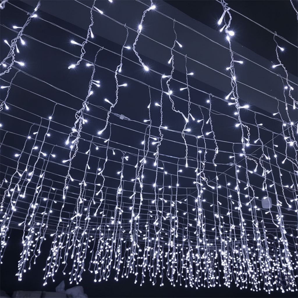 Udendørs LED Lyskæde 50m med Istap Design - Festlig Belysning til Haven og Arrangementer