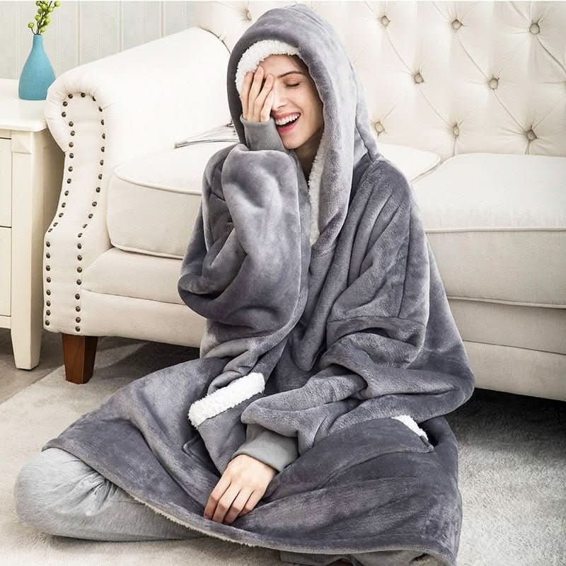 Unisex Hættetrøjetæppe Med Stor Hætte Og Rummelig Lomme