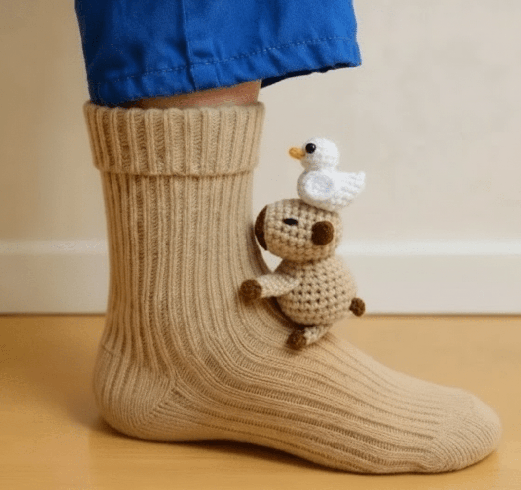 Unisex Hussokker med 3D Dyreaccent Komfortabel og Skridsikker Design
