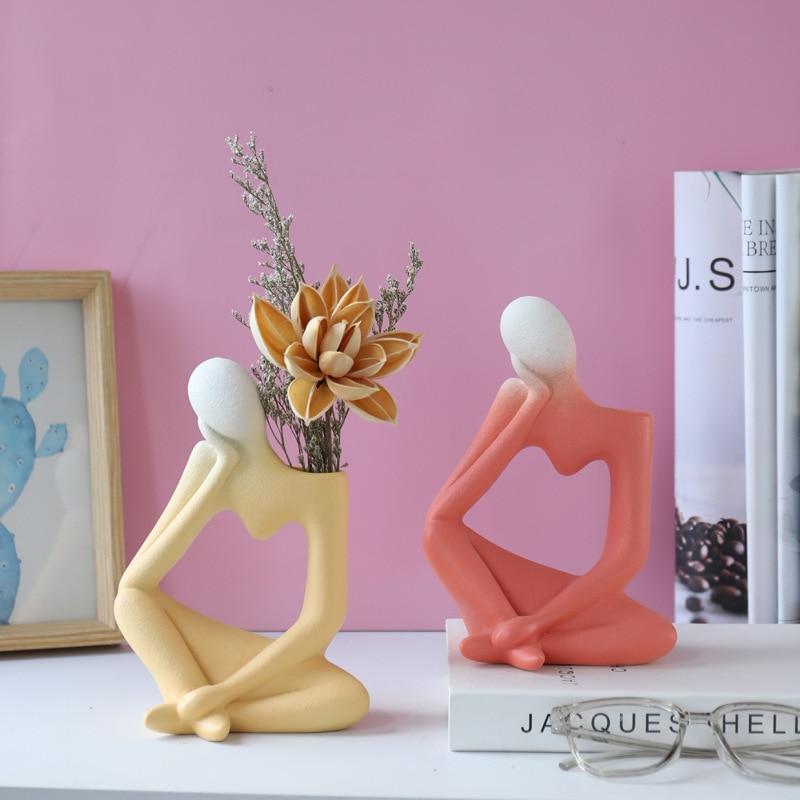 Unisex Kunstvase Tænkende Mand Design