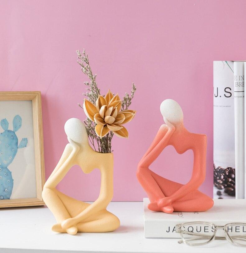 Unisex Kunstvase Tænkende Mand Design