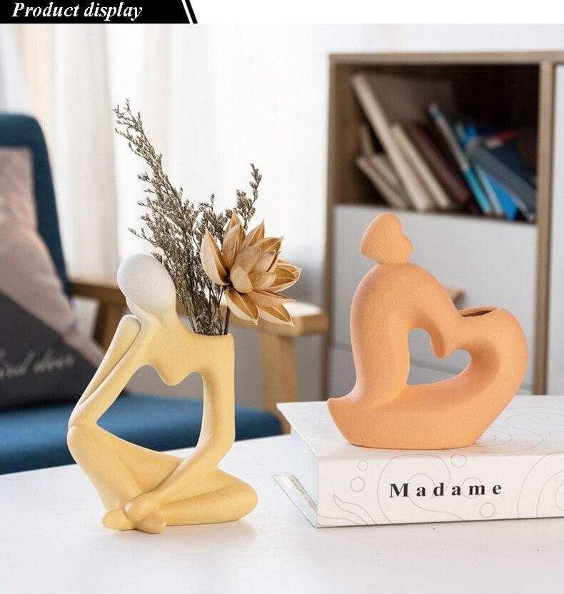 Unisex Kunstvase Tænkende Mand Design