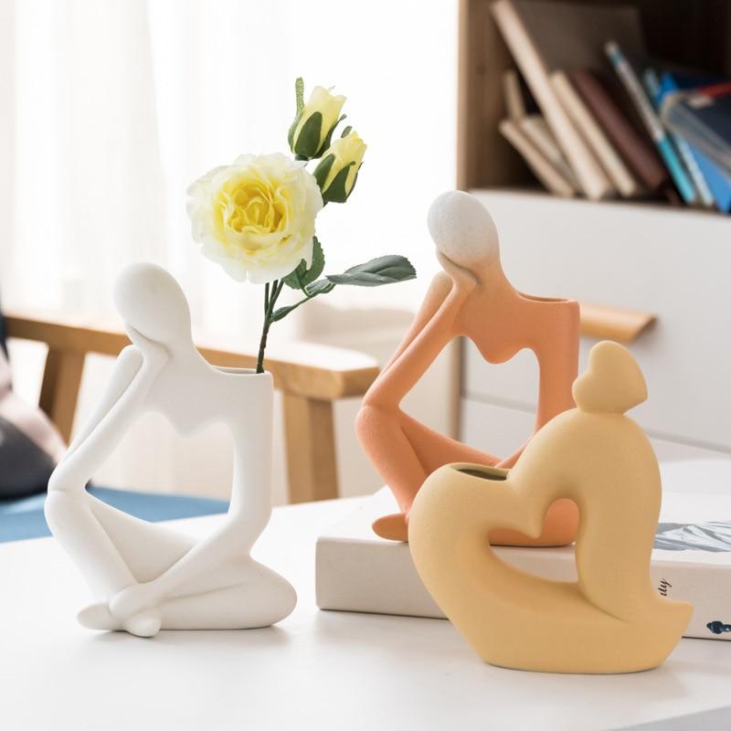 Unisex Kunstvase Tænkende Mand Design