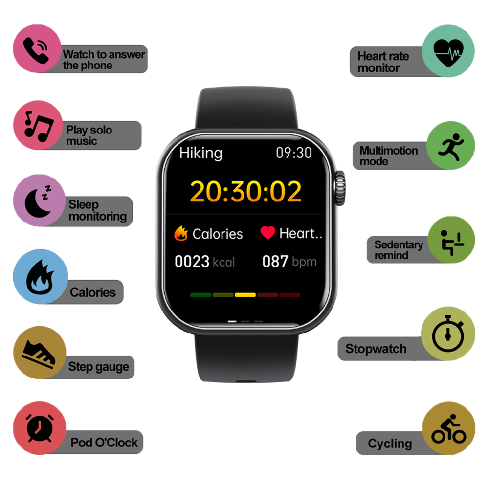 Unisex Smartwatch med Fitness Tracker og Sundhedsovervågning