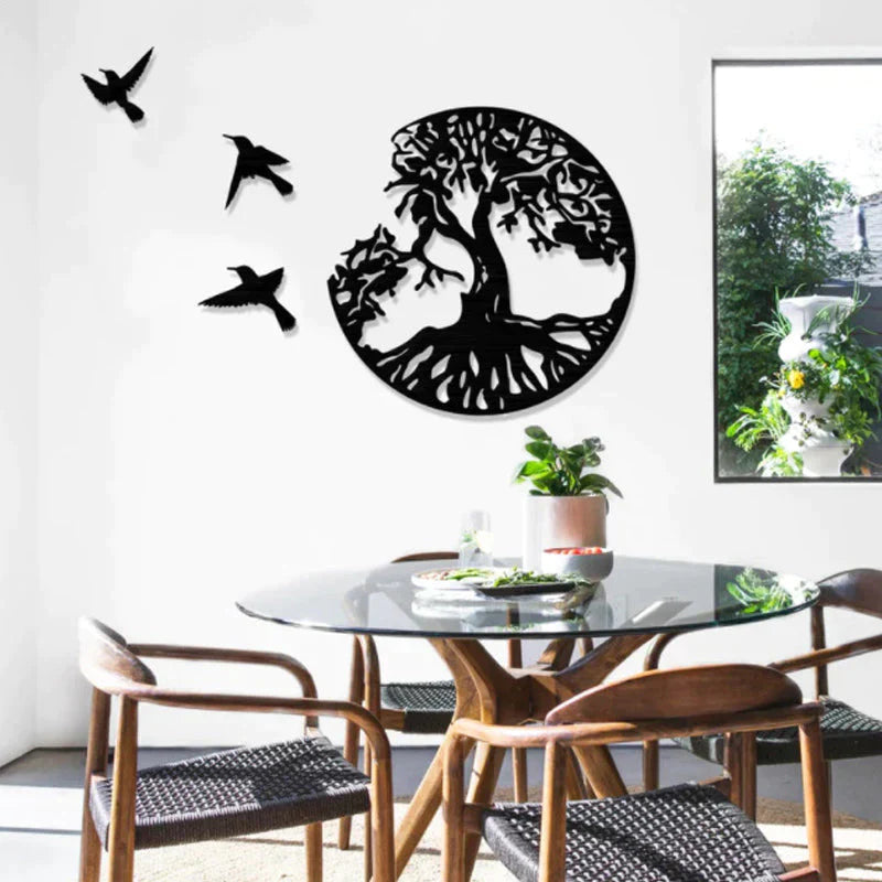 Vægkunst Livets Træ Dekorativ Metal Design til Hjemmeindretning