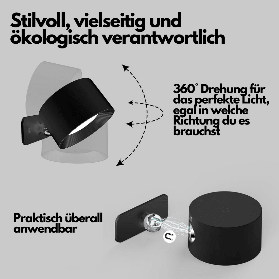 Væglampe Trådløs Justerbar 360° Moderne Design
