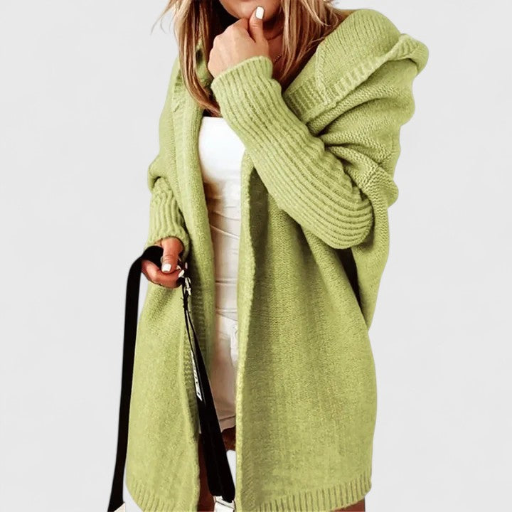 Cardigan Kvinde Adriana med Hætte Oversize – Lang Cozy Vest Ideel til Lagdeling