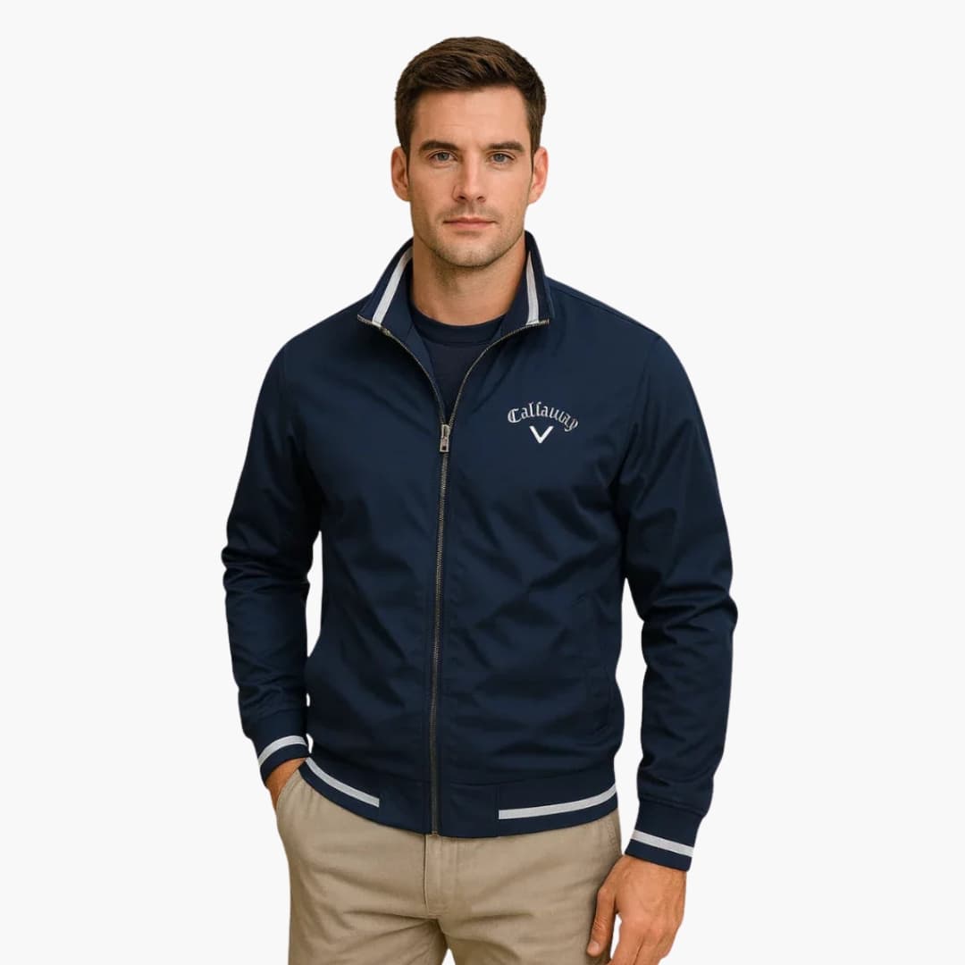 Everleigh Herre Zip-Up Jakke – Ståkrave, Regular Fit & Elegant Vævet Stof