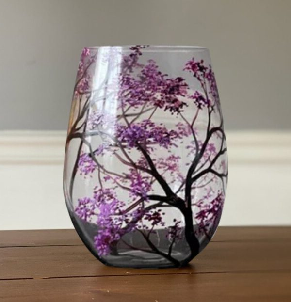 Vinglas med Håndmalet Design - Four Seasons Tree