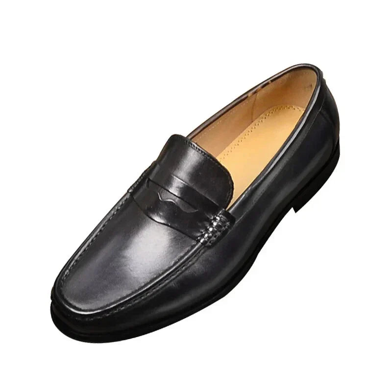 Vintage Faux Læder Loafers – Formelle Slip-On Mokkasiner - Veganske