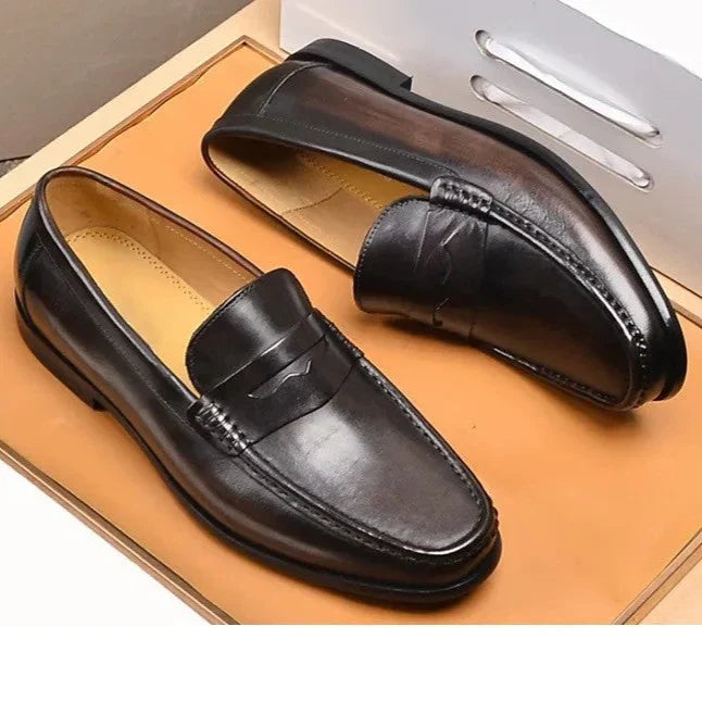 Vintage Faux Læder Loafers – Formelle Slip-On Mokkasiner - Veganske