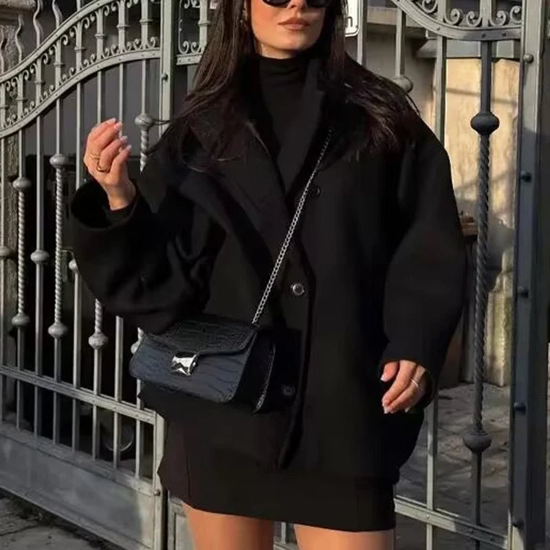 Vinterfrakke Kvinders Oversized med Lange Ærmer - Klassisk Knaplukning
