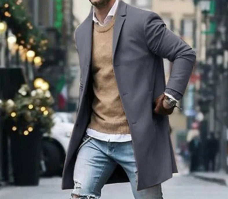 Vinterjakke Herre Slim Fit Uld Vindresistent Fashion Outerwear