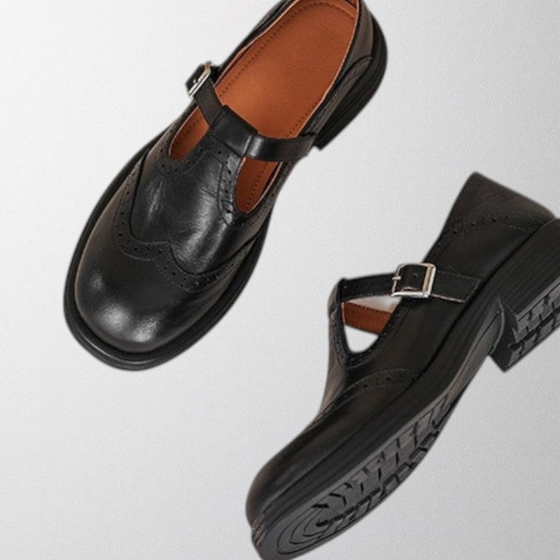 Kvinders Spænde Strap Brogue Sko – Klassiske Rundtåede Flade Sko til Hverdag & Kontorbrug