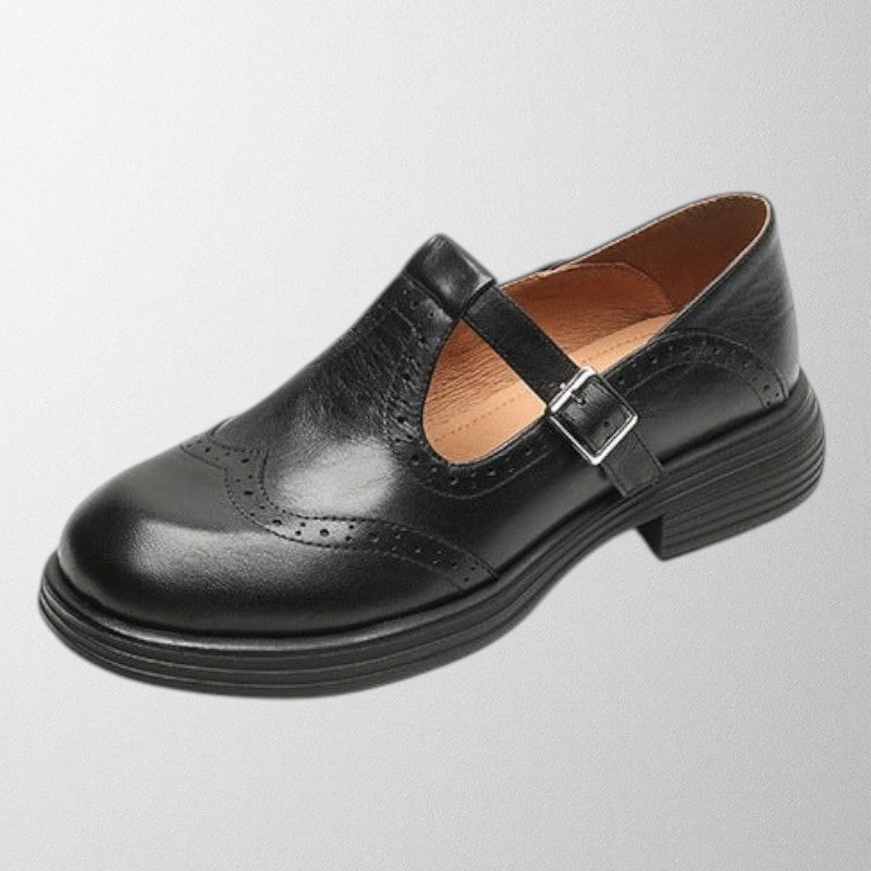 Kvinders Spænde Strap Brogue Sko – Klassiske Rundtåede Flade Sko til Hverdag & Kontorbrug