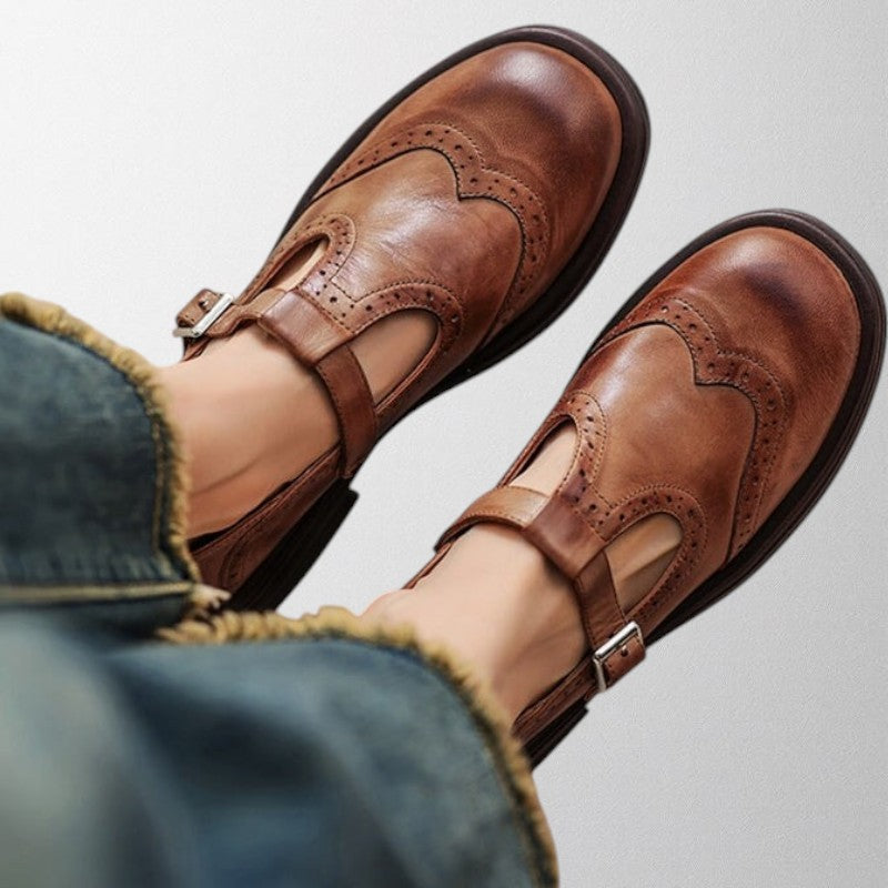 Kvinders Spænde Strap Brogue Sko – Klassiske Rundtåede Flade Sko til Hverdag & Kontorbrug