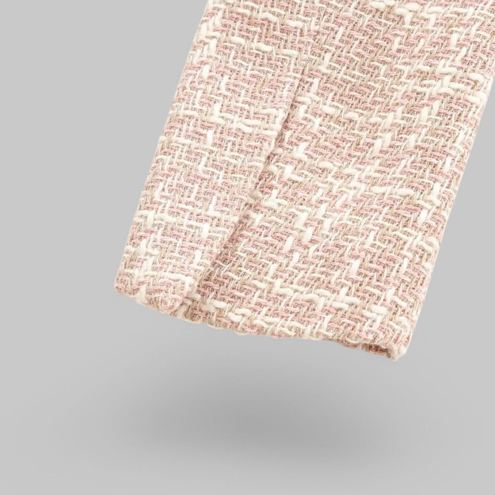 Kvinders Klassiske Dobbeltradede Lyserøde Tweed Blazer