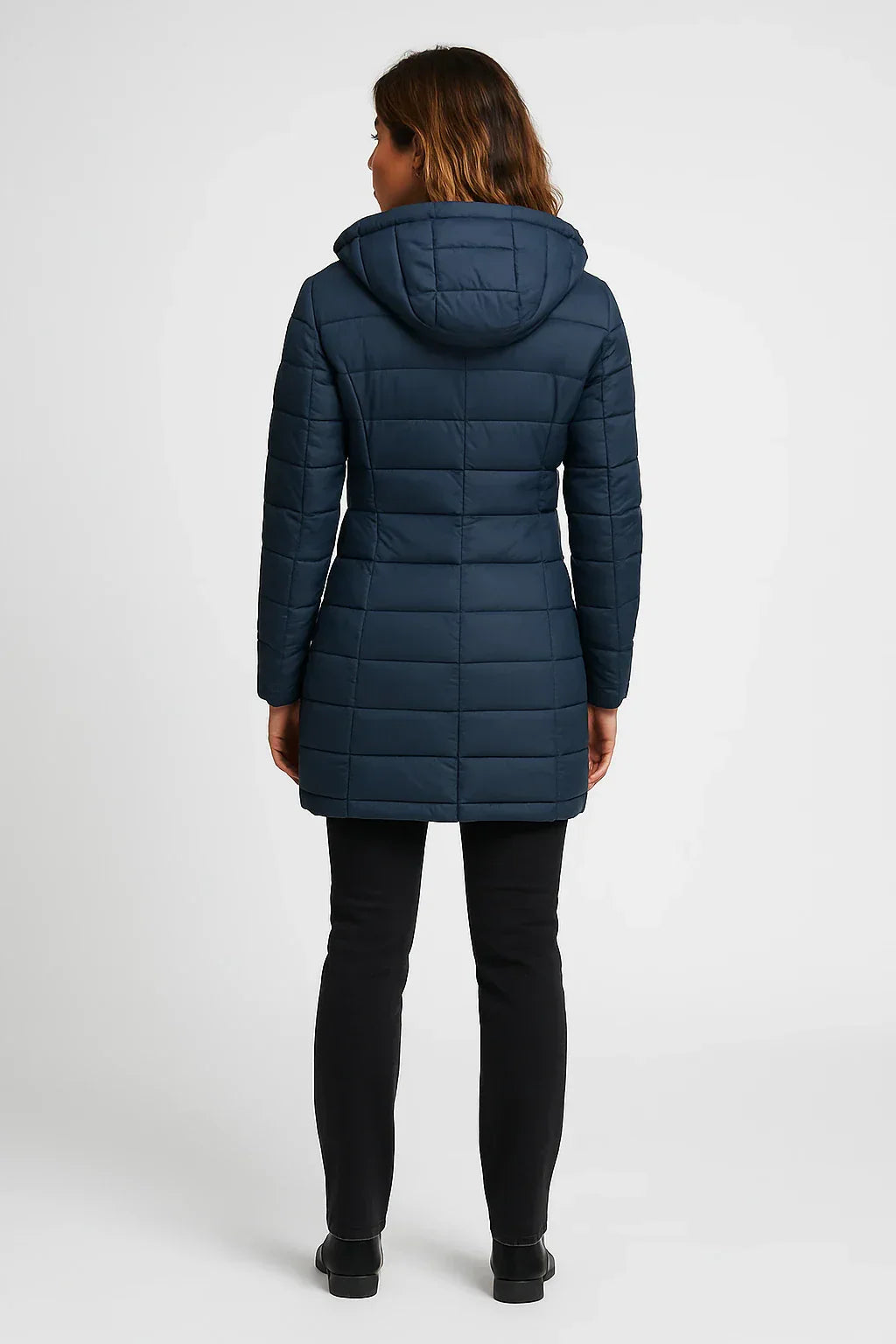 Kvinders Vatteret Puffer Jakke med Hætte – Mellemlang Stil