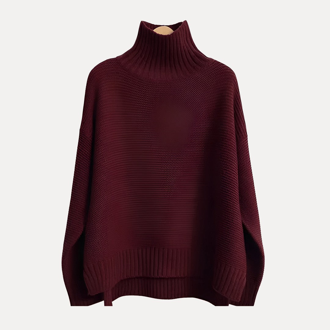 Dame Turtleneck Sweater – Løs Pasform med Side Slids