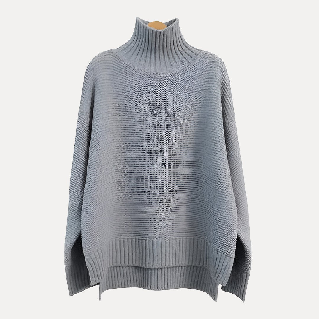 Dame Turtleneck Sweater – Løs Pasform med Side Slids
