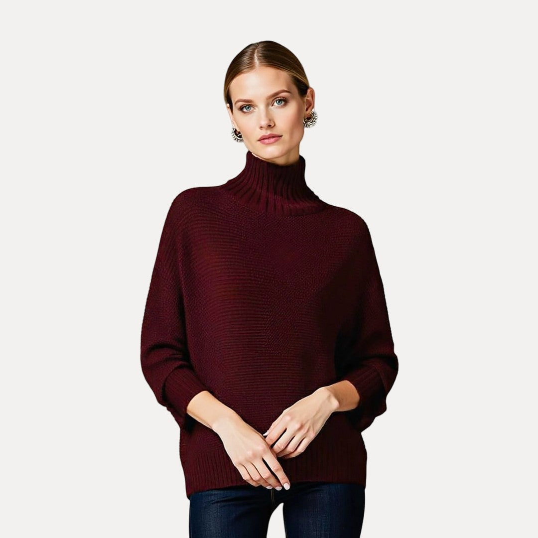 Dame Turtleneck Sweater – Løs Pasform med Side Slids
