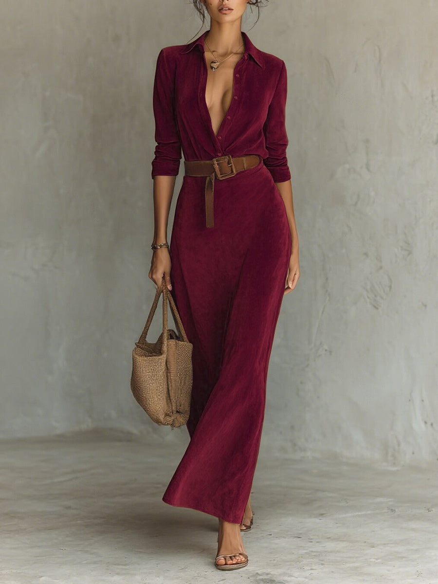 Célianne - Chic Suede Maxi Kjole