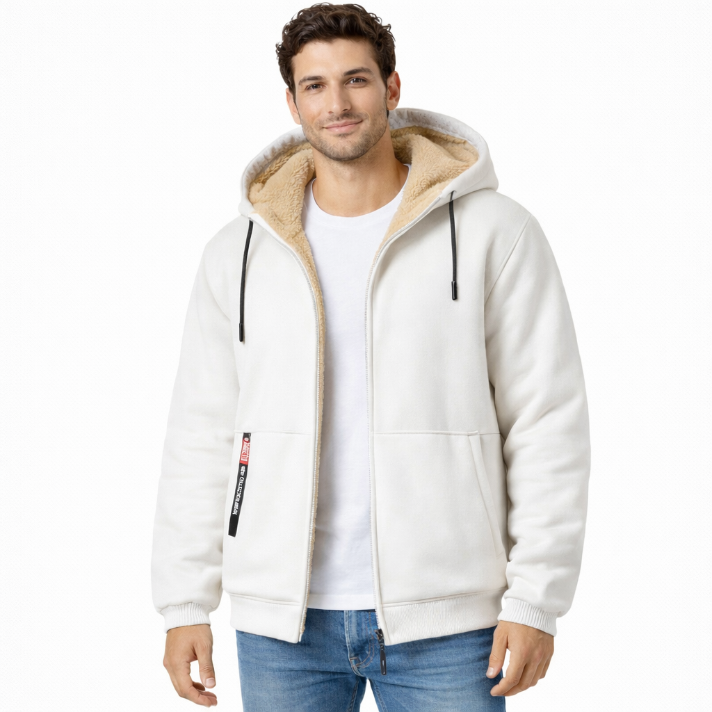 Zedrick Herre Zip-Up Hoodie – Varm Fleece Sweatshirt med Behagelig Hætte