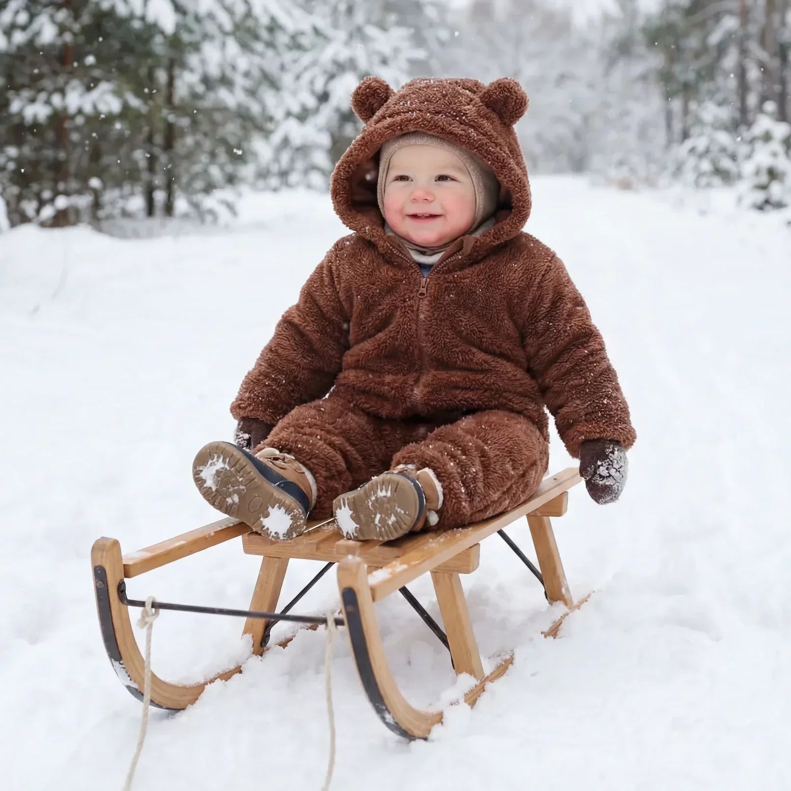 BabyBear | Plush Bjørn Vinter Baby Overall Blød Cozy Outfit