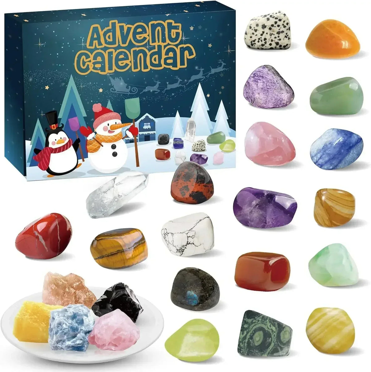 Gemstone Advent Calendar for Children - 24 Genuine Gemstones