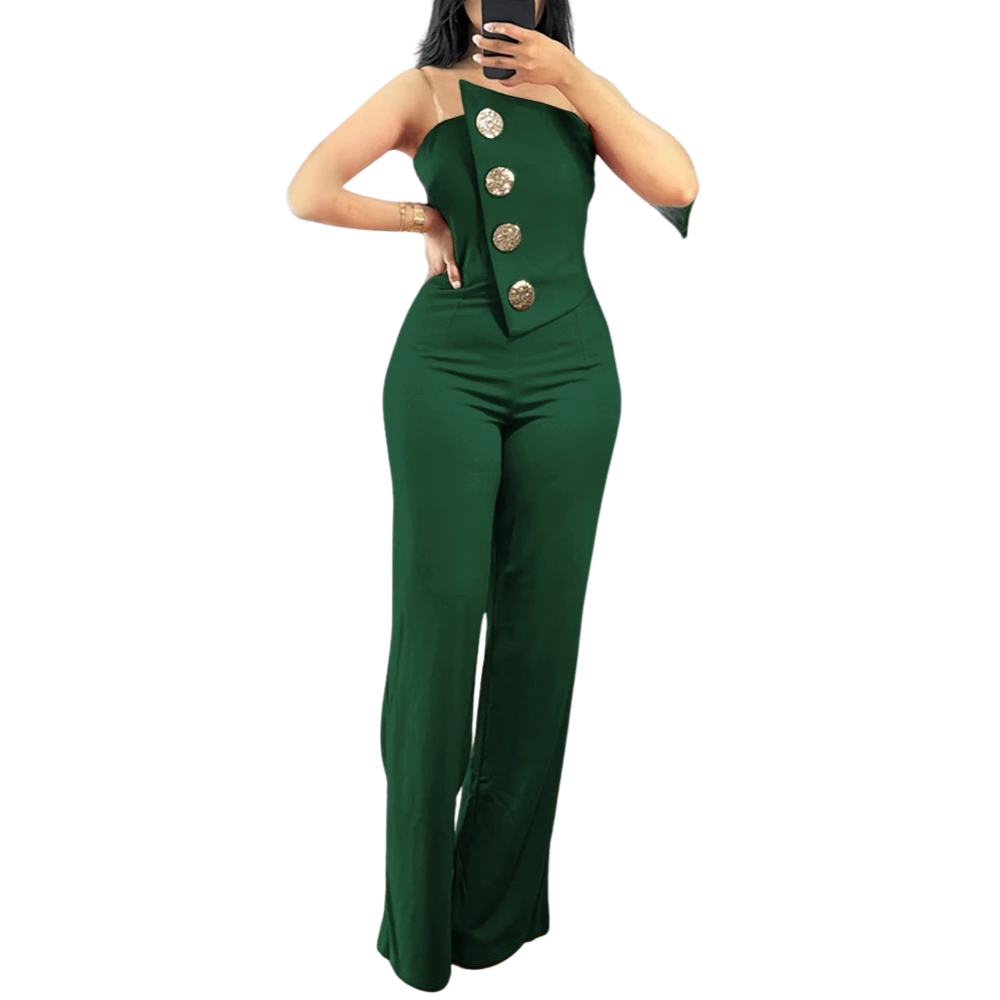 Asymmetrisk bandeau-stropløs jumpsuit