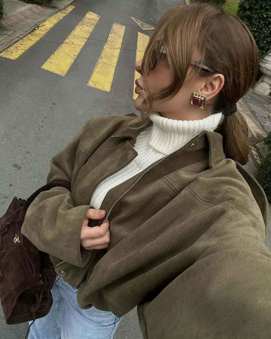 Isla Veste Dame i Suede – Elegant Oversize Jakke med Moderne Snit & Blød Komfort