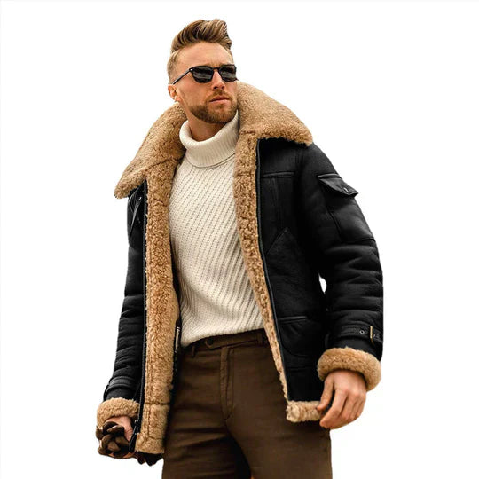 Raymond Herrejakke – Holdbart Læder med Blødt Fleecefor & Elegant Stil
