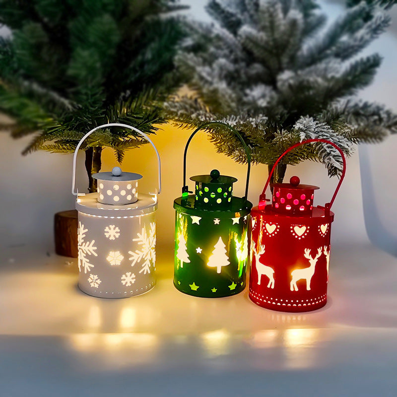 Elektronisk Julelys med Blinkende LED Lys – Dekorativ Jernlygte til Indendørs Brug