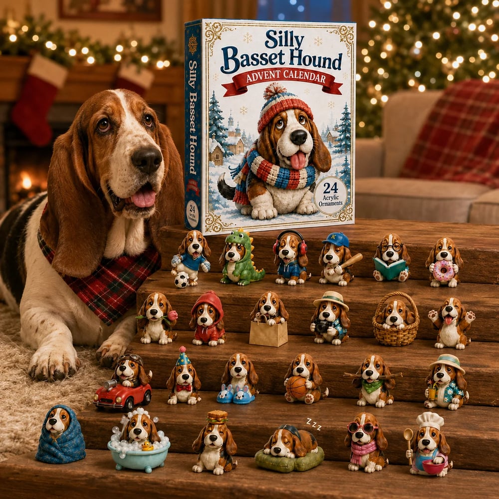 Galna Basset Hound Adventskalender 2026 – 24 Dagar Fulla av Överraskningar