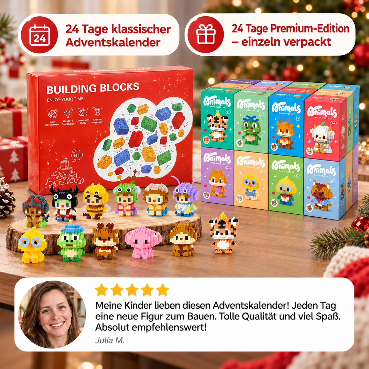Adventskalender med djurbyggklossar – 24 dagar med söta byggfigurer