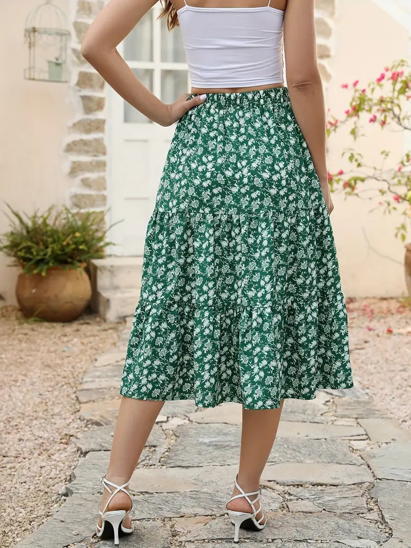 Blomstret A-linje Skirt med Lommer til Kvinder | Ideel til Forår og Sommer