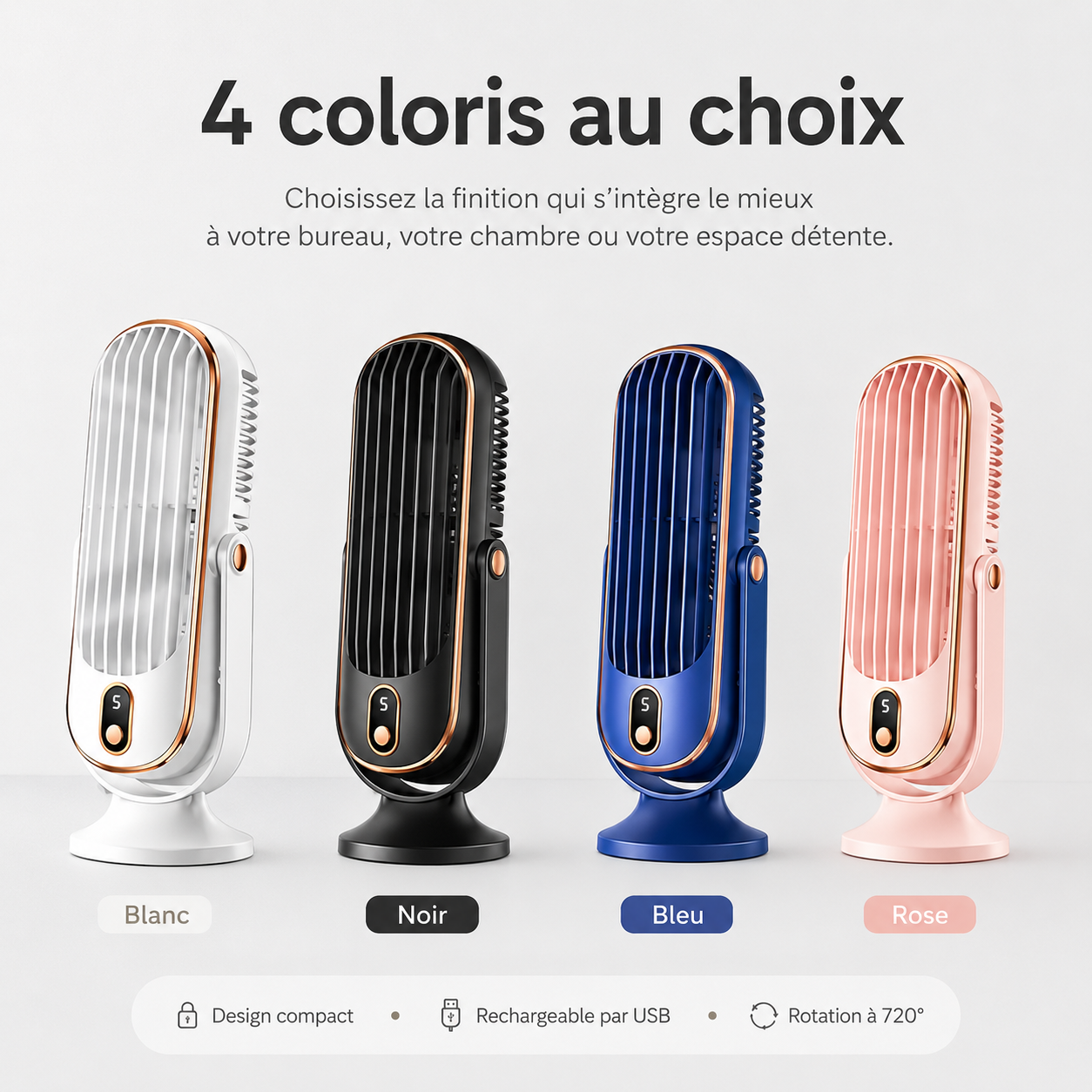 AeroLux Elite Køleventilator | Dobbelt Motor, 720° Rotation, Genopladelig via USB & Ultra Stille for Ultimativ Komfort Overalt