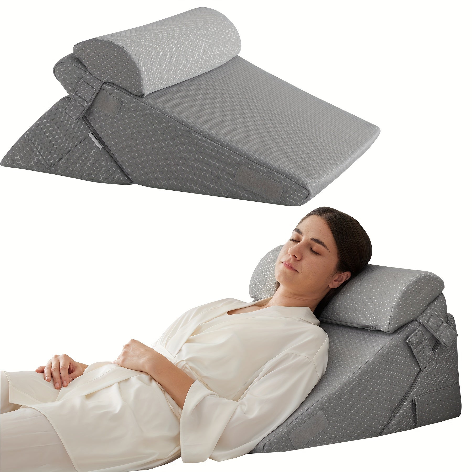 Justerbar kile ortopædisk pude RelaxPlus - Premium 7 i 1 memory foam støtte system