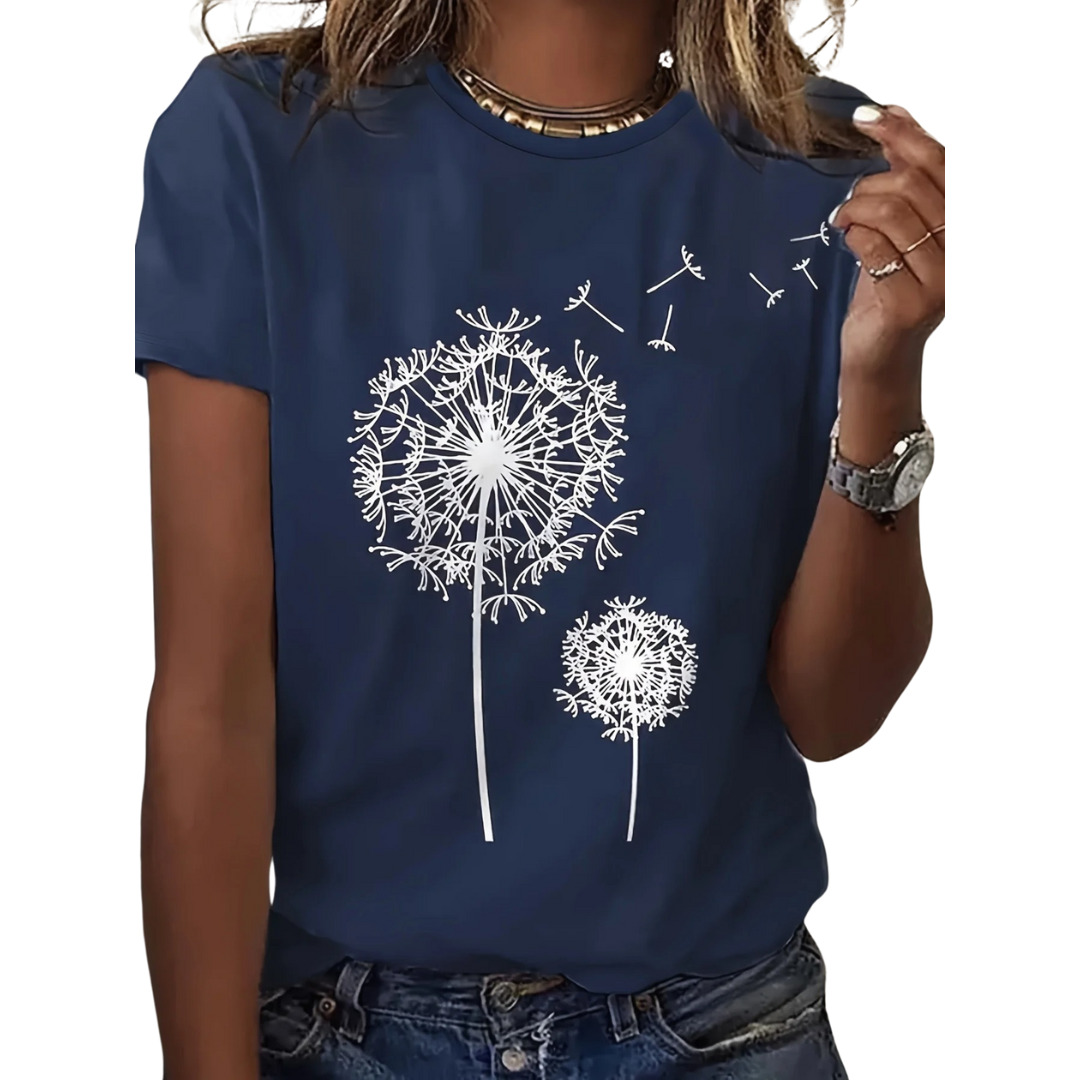 Mælkebøtte Print Crew Neck T-shirt