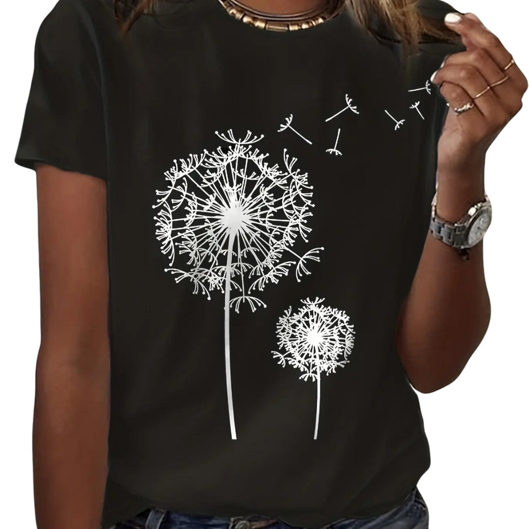Mælkebøtte Print Crew Neck T-shirt