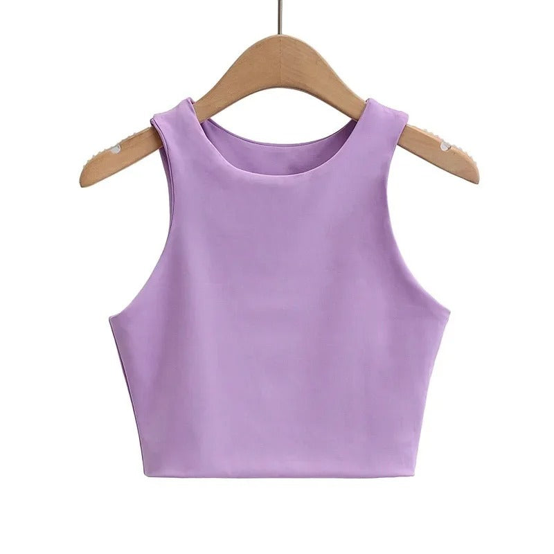 Ærmeløs O-hals Slim Fit Tank Top til kvinder