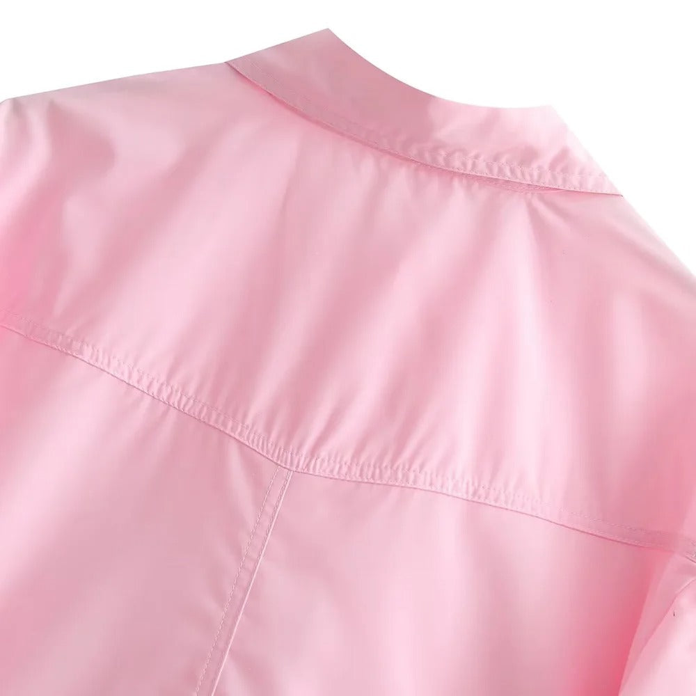 Loose Cropped Poplin skjorte til kvinder
