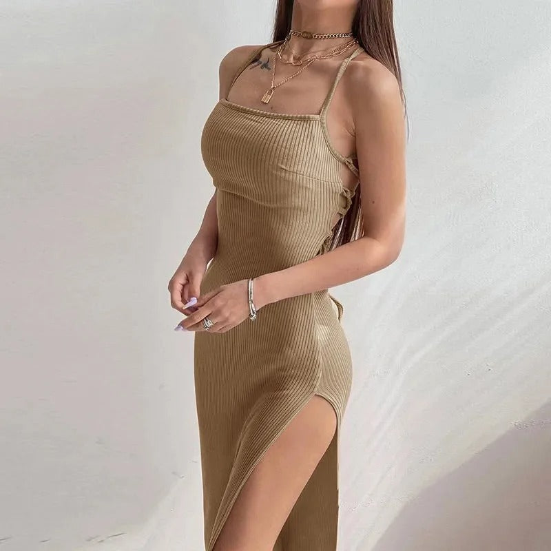 Kvinders Rygløs Halter Neck Bodycon Kjole