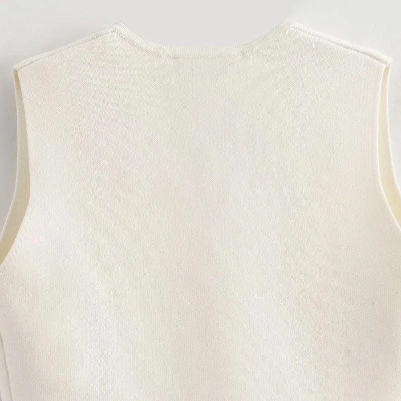 Strikket ærmeløs tanktop til kvinder