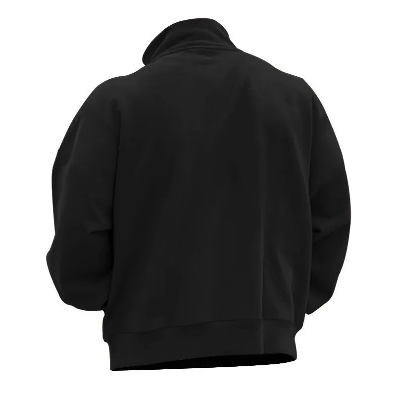 Sweatshirt med standkrave og halv lynlås til mænd