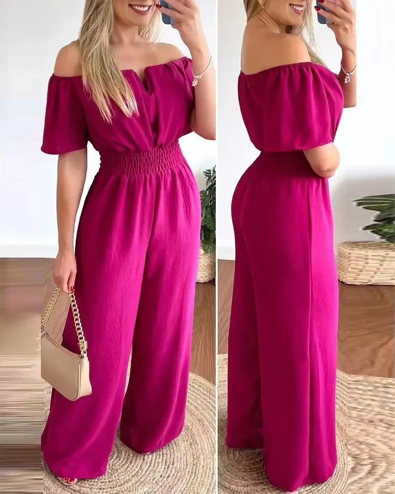 Off Shoulder Jumpsuit med brede ben til kvinder