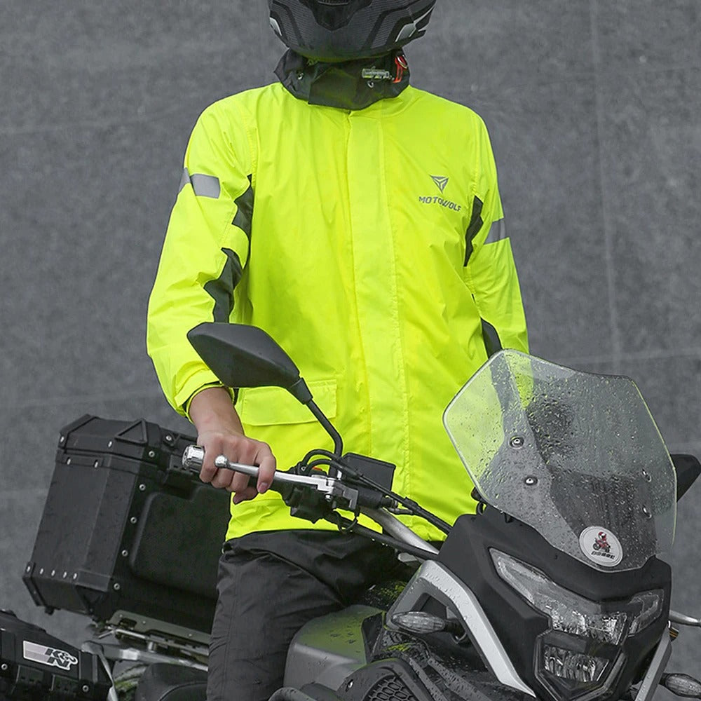 Reflekterende regndragt til motorcykel