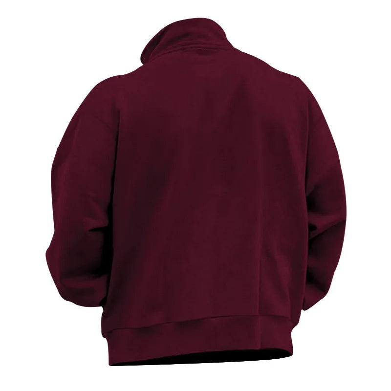 Sweatshirt med standkrave og halv lynlås til mænd