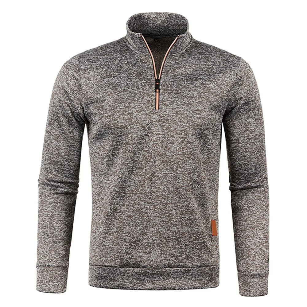Rullekrave-sweatshirt med halv lynlås til mænd